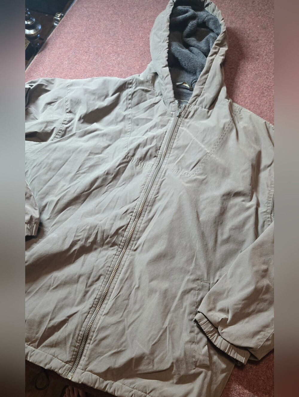 Naturalife Hooded Zip Jacket In Olive Green Mens Size XL Line Toggles Elastic